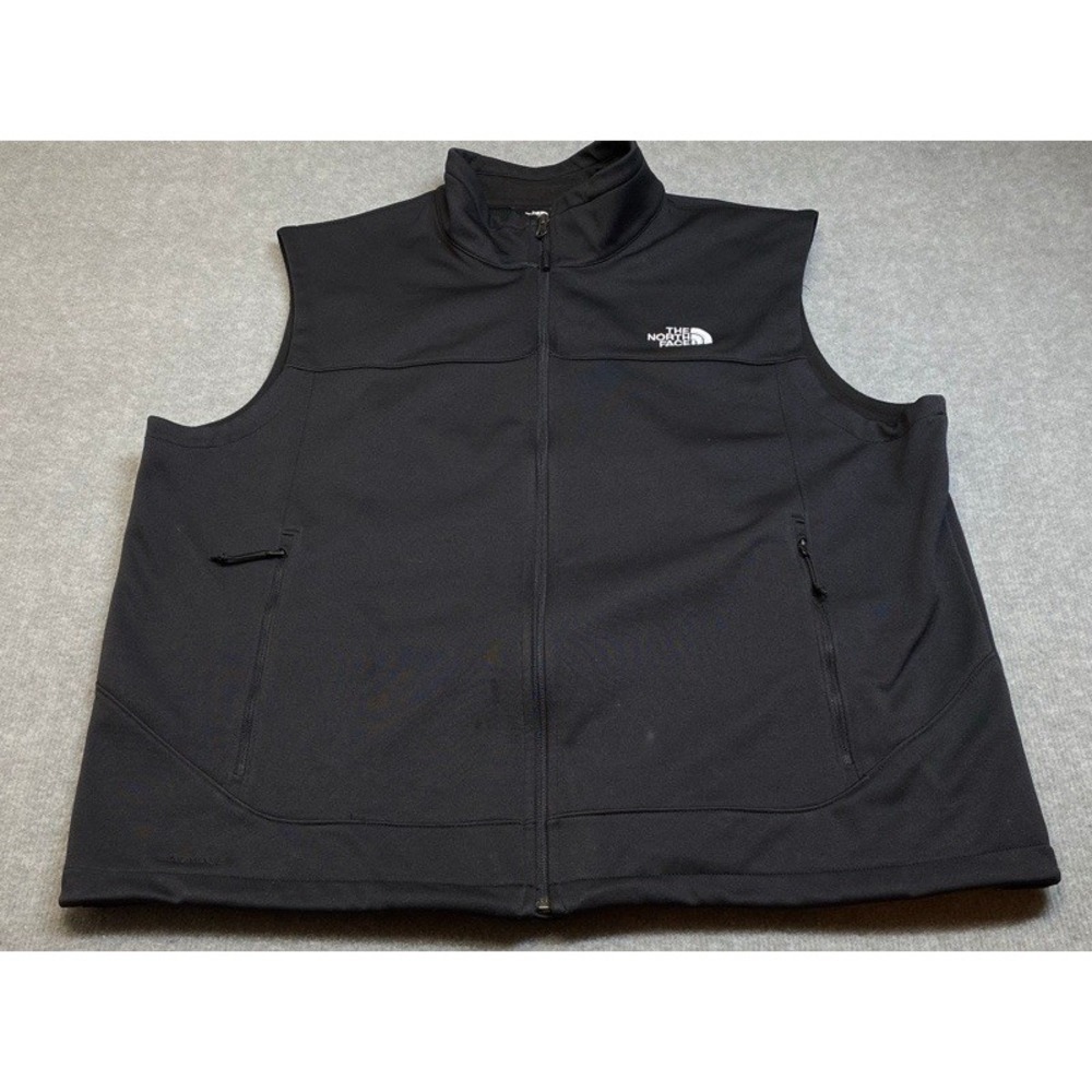 The North Face Softshell Vest Mens XXL Black Full Zip Fleece Lined Mock Neck